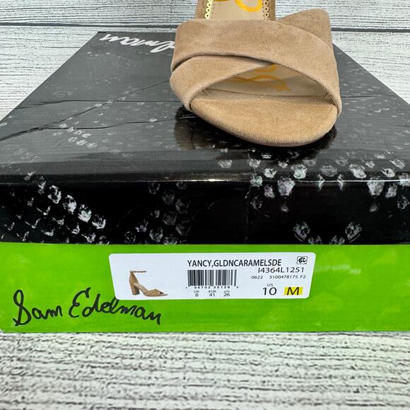 Sam Edelman Yancy Cream Suede Block Heel Ankle Strap Sandal Size 10 - Picture 4 of 8